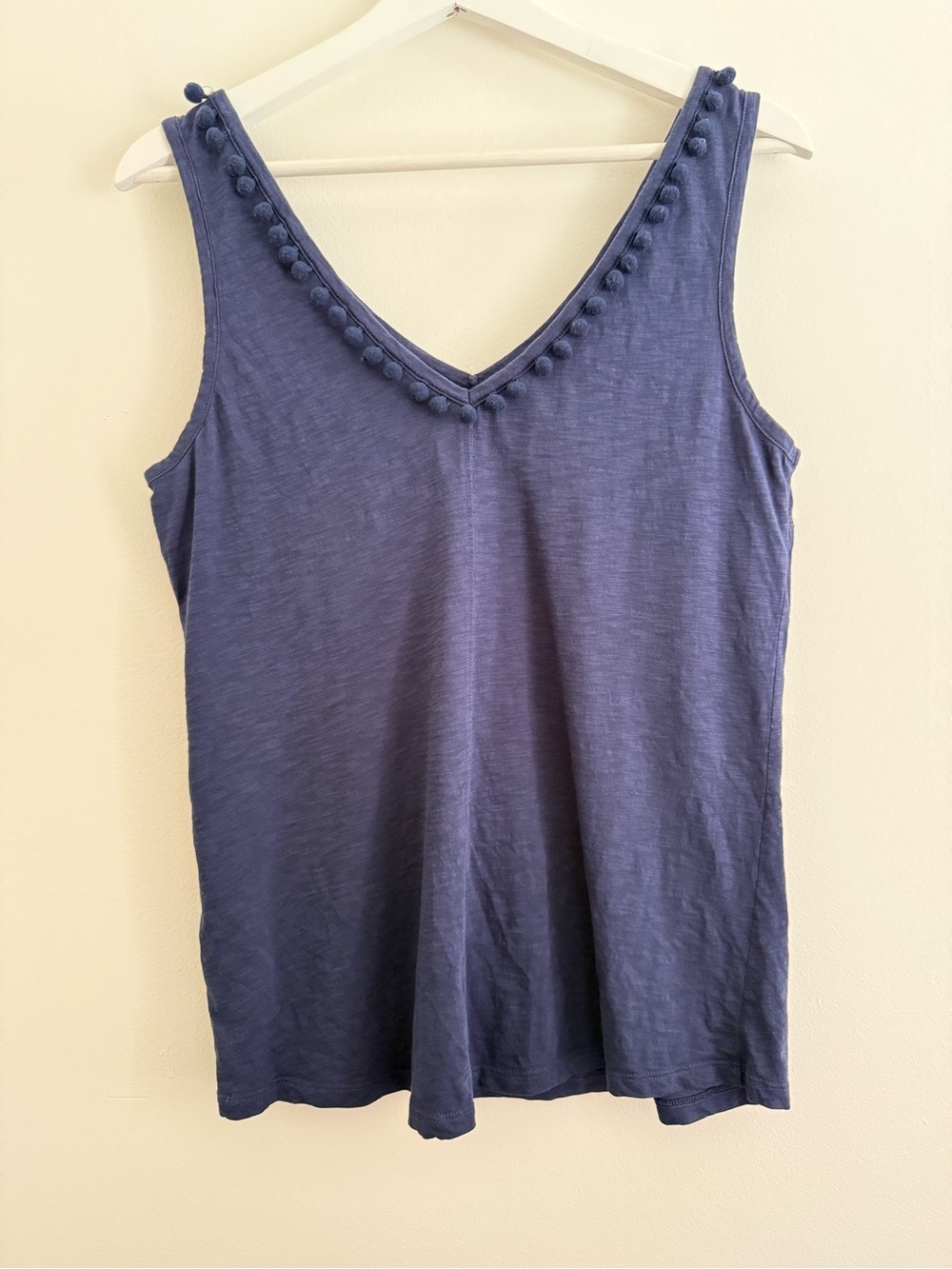 Lilly Pulitzer Pom Pom Trim Tank Top Navy Blue Medium - Picture 2 of 8